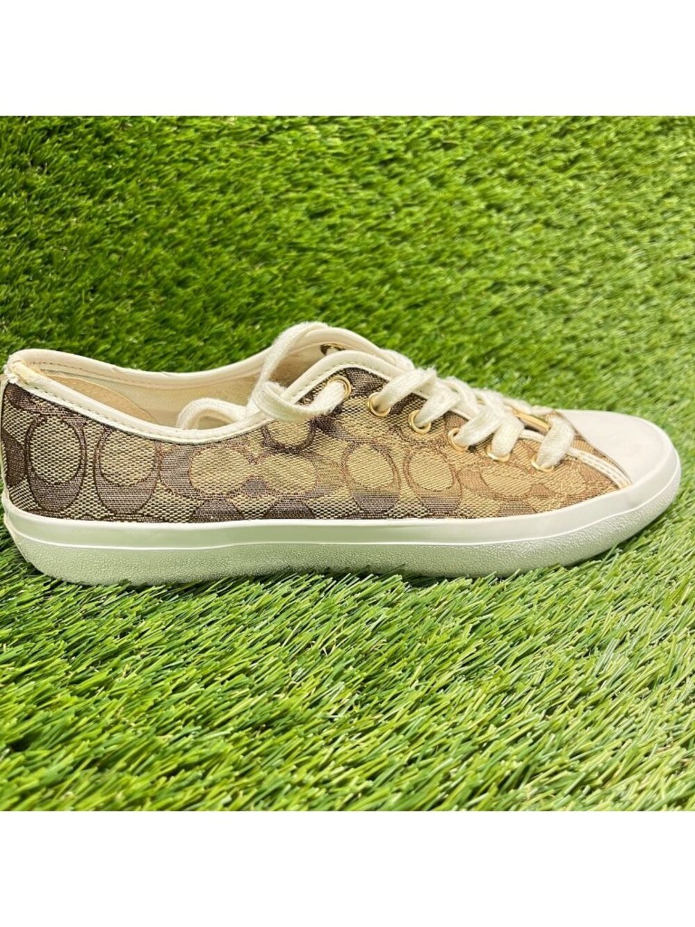 Coach Empire Low Womens Size 8 Brown White Athletic Walking Shoes Sneakers